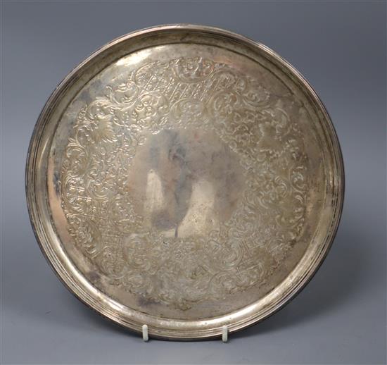 A George III engraved silver salver, London 1793, maker Elizabeth Jones, approx. 16 oz.